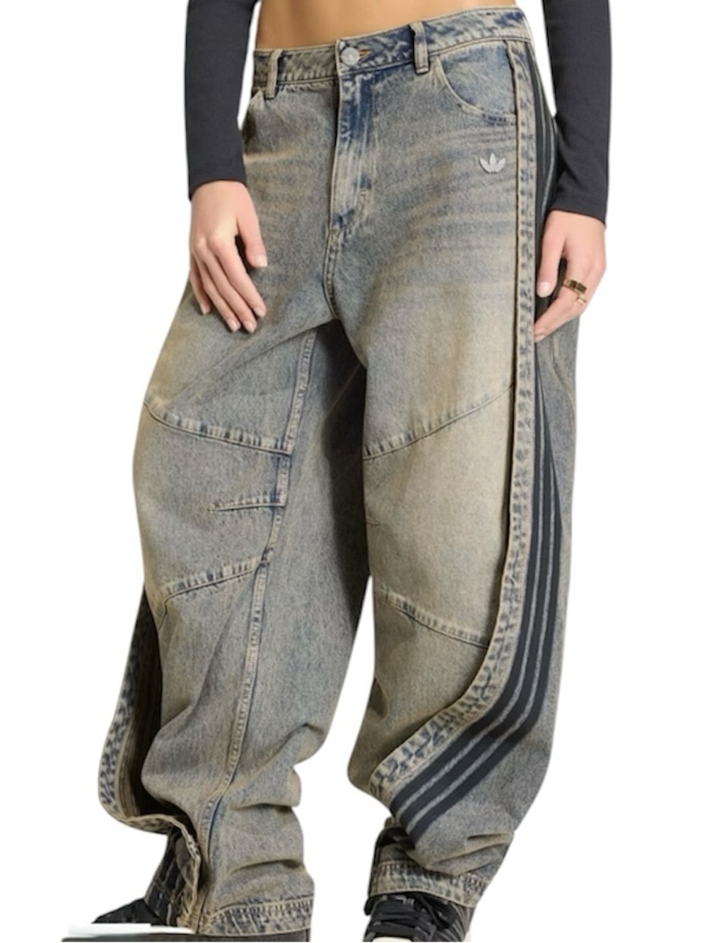 ADIDAS New Adilenium 5.0 Banana Overlay Denim Barrel Jeans Chalky Brown Size 32